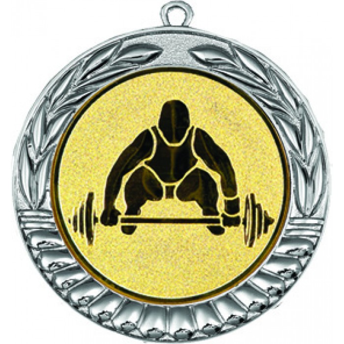 SILVER 70MM WEIGHTLIFTING MEDAL